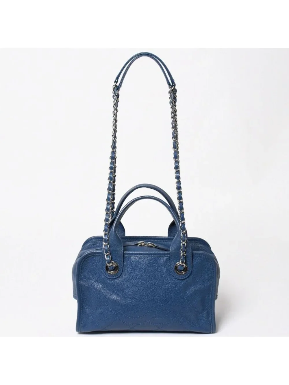 Chanel Deauville Line Chain Shoulder Bag CC Logo Caviar Leather Blue